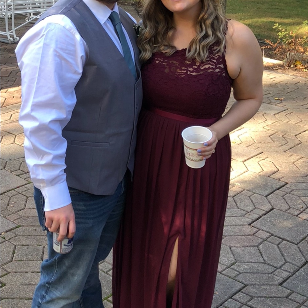 Size 14 davids bridal one shoulder dress.